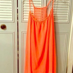 NWOT NEON ORANGE FLOWY TOP/ SWIM COVERUP 2X
